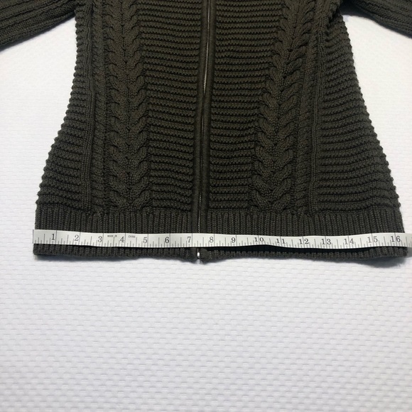 GAP Women’s Cable Knit Olive Green Zip-Up Sweater/Jacket - Picture 12 of 16